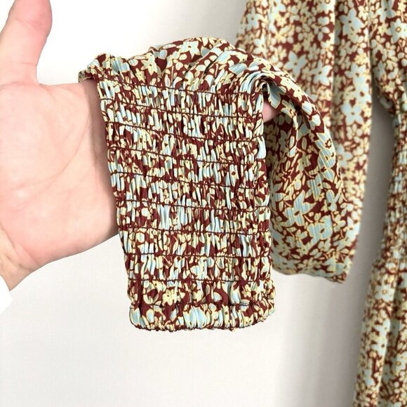 ALEXIS Esperanza Green Floral Crepe Jumpsuit Women’s XS Long Sleeve Wide Leg - Picture 6 of 10